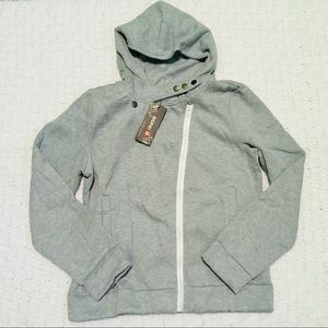 Bepei Women Gray  Zip-up Hoodie Jacket
